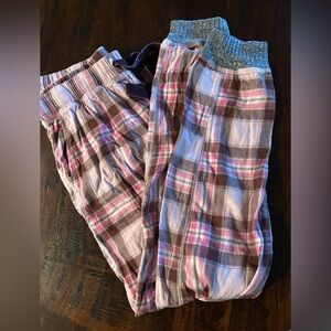 Aerie Pink & Brown Plaid Flannel Pants